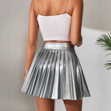 High Waist Sport Solid Color Pleated Skirt GPBY-776