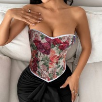 Print Wrap Chest Tie Up Tank Tops GPBY-7393