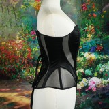 Mesh Patchwork Tie Up Wrap Chest Tops GPBY-7411