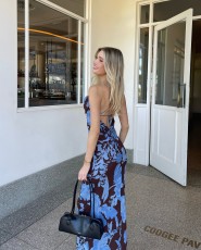 Floral Print Sexy Backless Long Dress GQNF-Y00100DC