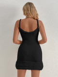Solid Color Tassel Sling Mini Dress GQNF-Y00140DM
