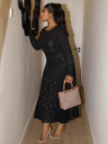 Plus Size Long Sleeve O Neck Maxi Dress NNWF-8150