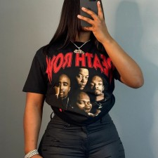 Letter Print Short Sleeve T Shirt HMYI-11319