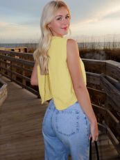 Sweater Sleeveless Back Split Tie Up Tops GQNF-Y00163TM