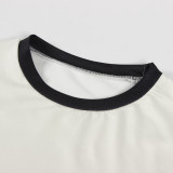 Letter Print Color Block T Shirts YWXS-XS-L45448
