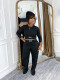Solid Color O Neck Sweatshirt Two Piece Pants Set SFY-824