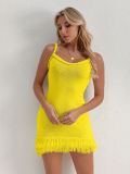 Solid Color Tassel Sling Mini Dress GQNF-Y00140DM