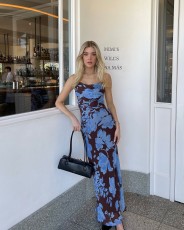 Floral Print Sexy Backless Long Dress GQNF-Y00100DC