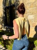 Sweater Sleeveless Back Split Tie Up Tops GQNF-Y00163TM
