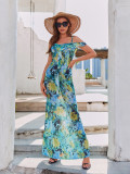 Print Off Shoulder Sexy Maxi Dress GQNF-F00025D