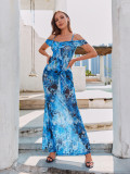 Print Off Shoulder Sexy Maxi Dress GQNF-F00025D