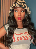 Letter Print Color Block T Shirts YWXS-XS-L45448