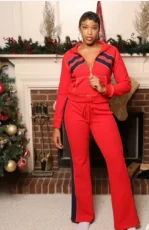 Contrast Color Sport Coat Two Piece Pants Set GBGF-251231