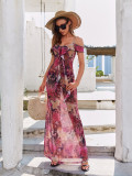 Print Off Shoulder Sexy Maxi Dress GQNF-F00025D