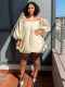 Plus Size Puff Sleeve One Shoulder Midi Dress NNWF-8152