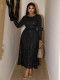 Plus Size Long Sleeve O Neck Maxi Dress NNWF-8150