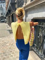 Sweater Sleeveless Back Split Tie Up Tops GQNF-Y00163TM