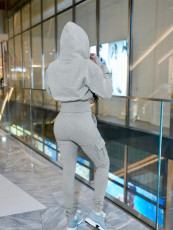 Solid Color Zipper Coats Two Piece Pants Set SFY-813