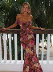 Print Off Shoulder Sexy Maxi Dress GQNF-F00025D
