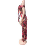 Print Off Shoulder Sexy Maxi Dress GQNF-F00025D