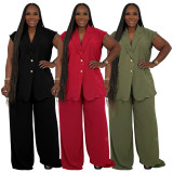 Plus Size Sleeveless Loose Two Piece Pants Set NNWF-8146