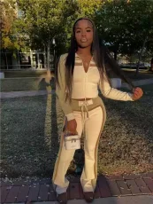 Color Block Patchwork Long Sleeve Pants Suit GBGF-251124