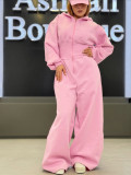 Fashion Zipper Hooded Sport Soiid Color Jumpsuit SFY-818