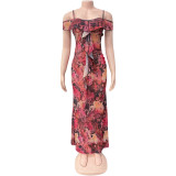 Print Off Shoulder Sexy Maxi Dress GQNF-F00025D