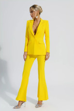 Solid Color Long Sleeve Blazer Two Piece Pants Suit GXRF-158