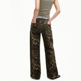 Leopard Print Loose Straight Jeans GXJF-豹纹