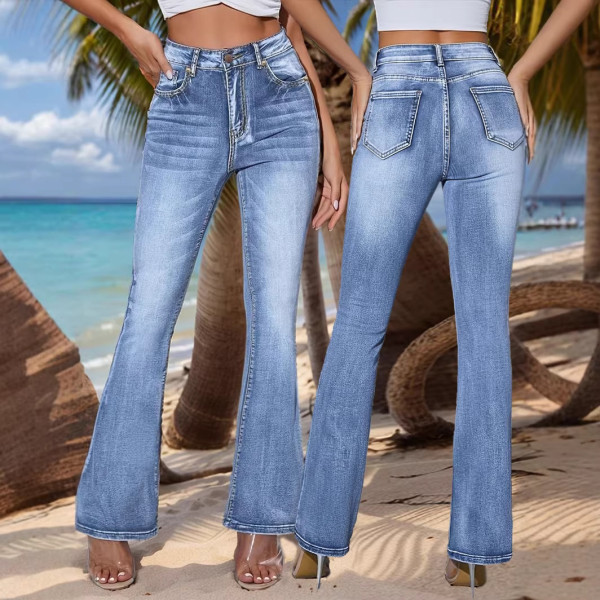 Fashion Waist High Waist Micro Flare Jeans GXJF-23105