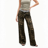 Leopard Print Loose Straight Jeans GXJF-豹纹