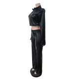 Long Sleeve Zipper Casual Two Piece Pants Set MEM-88677