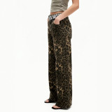 Leopard Print Loose Straight Jeans GXJF-豹纹
