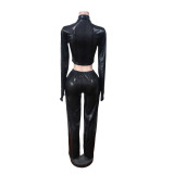 Long Sleeve Zipper Casual Two Piece Pants Set MEM-88677