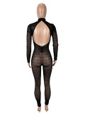 See Through Mesh Backless Jumpsuit SHD-9588