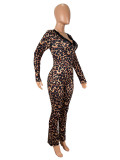 Lace Patchwork Leopard Print Jumpsuit SHD-9591