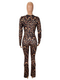 Lace Patchwork Leopard Print Jumpsuit SHD-9591