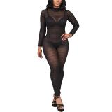 See Through Mesh Backless Jumpsuit SHD-9588