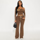 Letter Print Off Shoulder Top Two PIece Pants Set GDSF-J25ST420