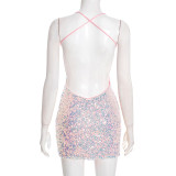 Sexy Sequin Backless Sling Mini Dress GDSF-D25DS547
