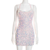 Sexy Sequin Backless Sling Mini Dress GDSF-D25DS547