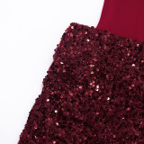 Solid Color Sling Sequin Patchwork Mini Dress GDSF-D25DS552