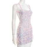 Sexy Sequin Backless Sling Mini Dress GDSF-D25DS547
