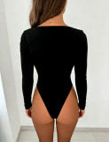 Long Sleeve Solid Color Bodysuit GAXB-W498BS