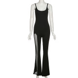 Backless Sling Mesh Patchwork Jumpsuit GAXB-Q150JP