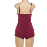 Deep V Neck Strapless Pajamas Shorts Loungewear Set DLSF-K25S87170