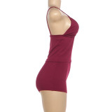 Deep V Neck Strapless Pajamas Shorts Loungewear Set DLSF-K25S87170