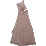 Slash Neck Solid Color Split Maxi Dress XEF-K25D86428