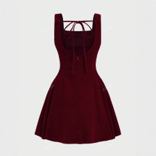 Sleeveless Backless Tie Up Mini Dress GAXB-W493DS